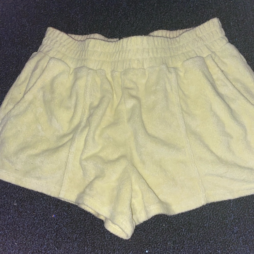 F21 yellow terrycloth cover up lounge shorts